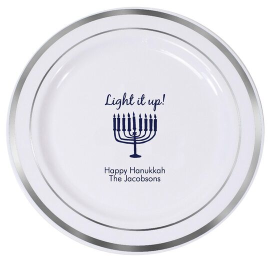Light It Up Menorah Premium Banded Plastic Plates